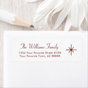 Simple Snowflake Red Typography Return Address Return Address Label