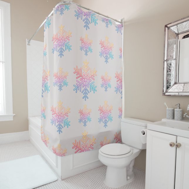 Simple Snowflake Shower Curtain (In Situ)