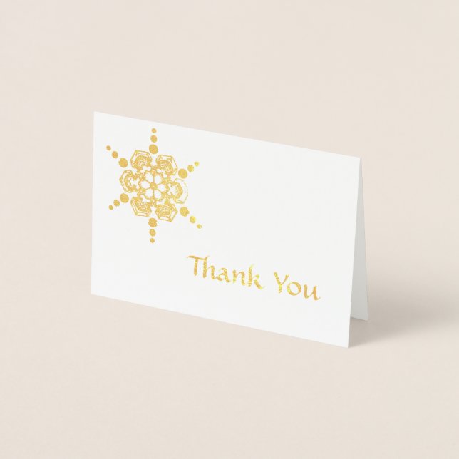 Simple Snowflake Starburst Thank You Gold Foil Card (Front)