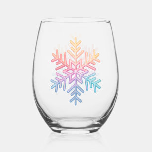 Simple Snowflake Stemless Wine Glass