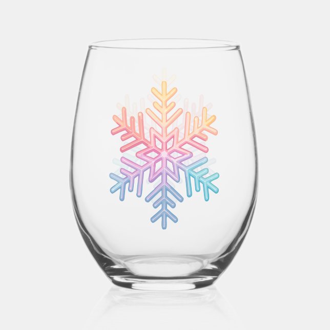 Simple Snowflake Stemless Wine Glass (Front)
