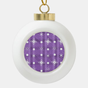 Simple Snowflakes Purple Plaid Pattern   Ceramic Ball Christmas Ornament