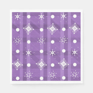 Simple Snowflakes Purple Plaid Pattern Napkin