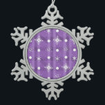 Simple Snowflakes Purple Plaid Pattern     Snowflake Pewter Christmas Ornament<br><div class="desc">Christmas Snowflakes and Plaid Background</div>
