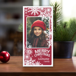 Simple Snowflakes Vertical Photo - Merry Christmas Holiday Card