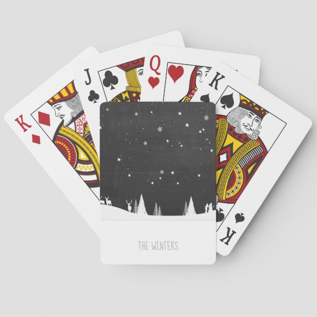 Simple Snowy Night Scene/Playing Cards/Deer & Tree Playing Cards (Back)