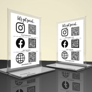 Simple Social Media Icon   QR Code Table Card