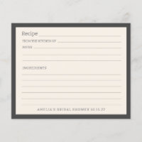Simple Soft Black Border Personalised Recipe Card