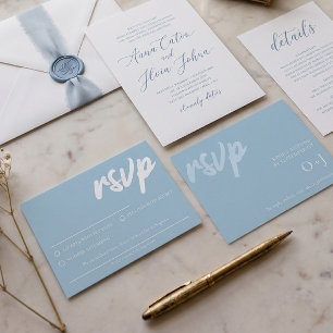 Simple Soft Blue RSVP card With Meal Choice