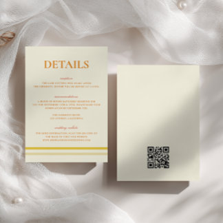Simple Soft Butter Yellow Wedding Details QR Code Enclosure Card