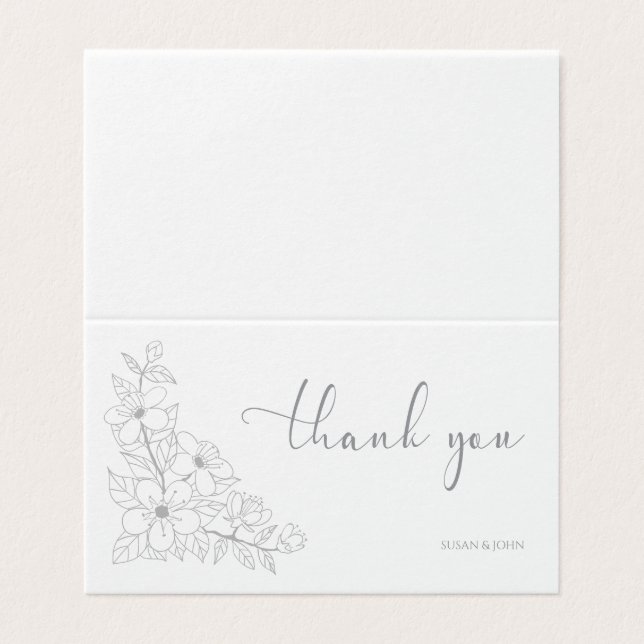 Simple Soft Floral Script Thank You for Couples (Outside Unfolded)