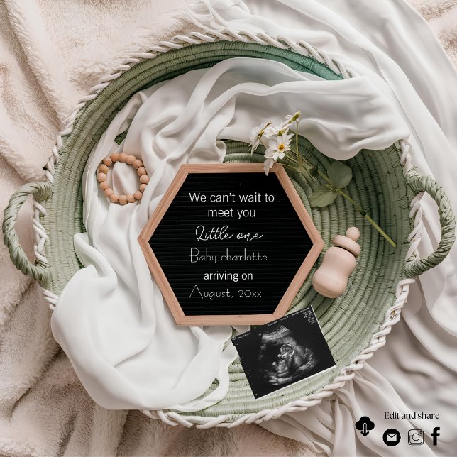 Simple soft Neutral Pregnancy Announcement card (Creator Uploaded)