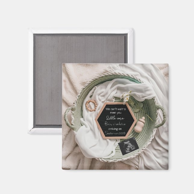 Simple soft Neutral Pregnancy Announcement gift Magnet (Front/Back)
