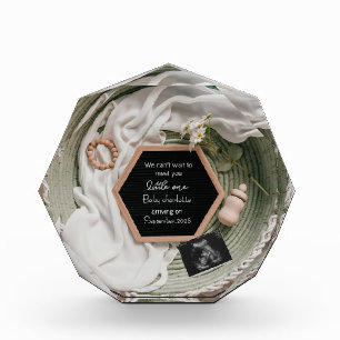 Simple soft Neutral Pregnancy Announcement gift Photo Block
