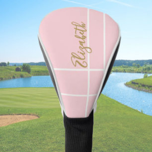 Simple soft pink minimalist custom name ladies golf head cover