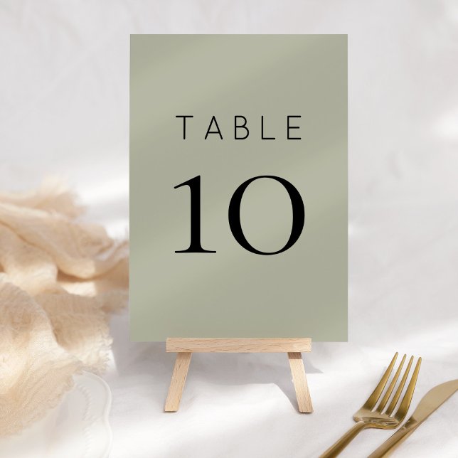 Simple Soft Sage Green Wedding Table Number (Creator Uploaded)