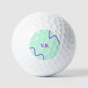 Simple solid color add name text monogram golf balls
