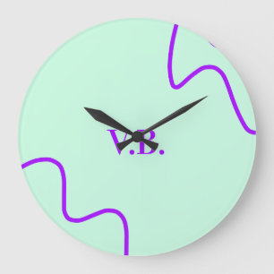 Simple solid color add name text monogram large clock