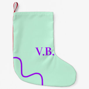 Simple solid color add name text monogram small christmas stocking