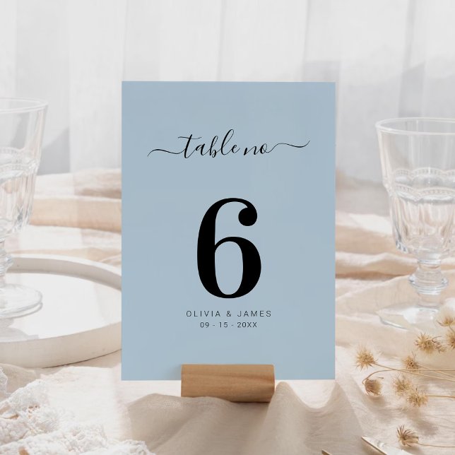 Simple Solid Color Dusty Blue Wedding Table Number (Simple Solid Color Dusty Blue Wedding Table Number)
