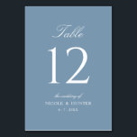 Simple Solid Color Dusty Blue Wedding Table Number<br><div class="desc">Designed to coordinate with our Elegant Dusty Blue Hydrangea Monogram wedding collection,  these customizable table numbers feature a minimalist style with an elegant calligraphy script font and classic serif font. Matching items available.</div>