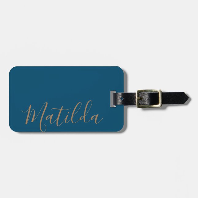 Simple Solid color Gold Personalized Name Luggage Tag (Front Horizontal)