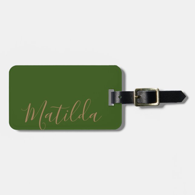Simple Solid color Gold Personalized Name Luggage Tag (Front Horizontal)