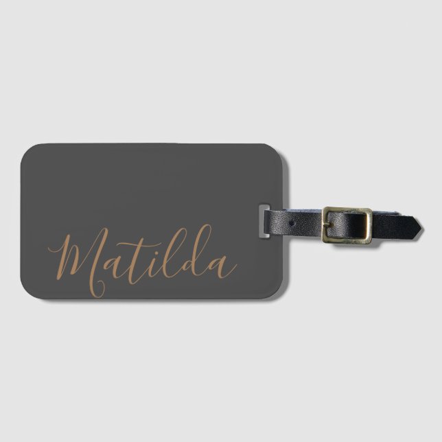 Simple Solid color Gold Personalized Name Luggage Tag (Front Horizontal)