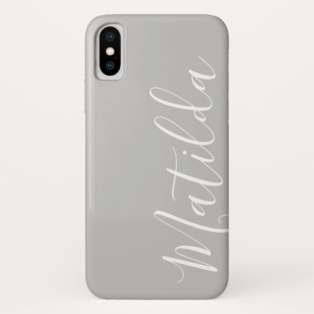 Simple Solid color Gray Plain Personalized Name Case-Mate iPhone Case (Back)