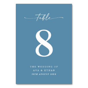 Simple Solid Color Light Navy Blue Wedding Table  Table Number