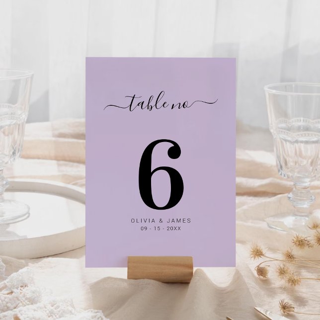 Simple Solid Color Purple Wedding Table Number (Simple Solid Color Purple Wedding Table Number)