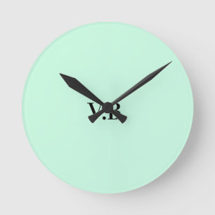 Simple solid colour add name text m round clock