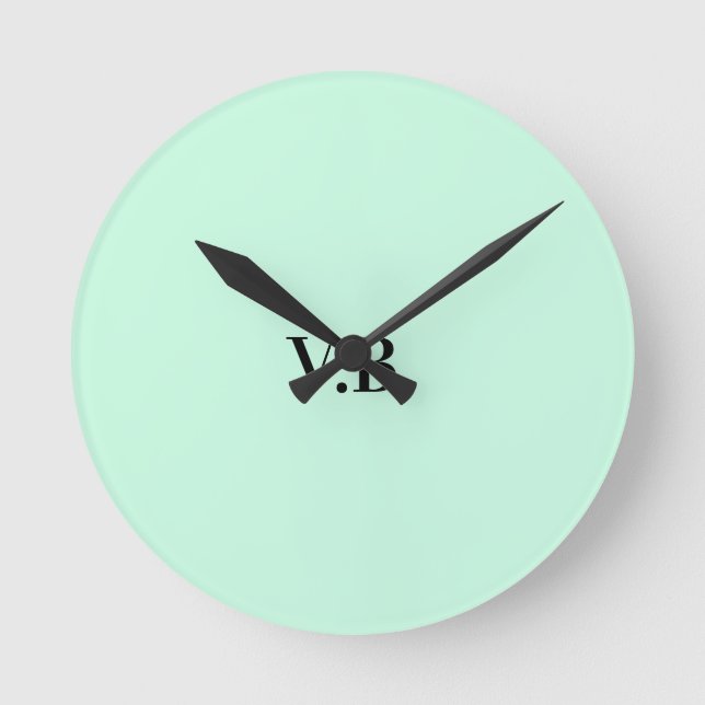 Simple solid colour add name text m round clock (Front)