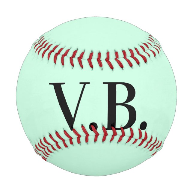 Simple solid colour add name text monogram  baseball (Front)