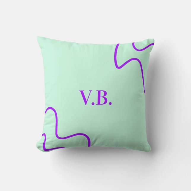 Simple solid colour add name text monogram  cushion (Front)