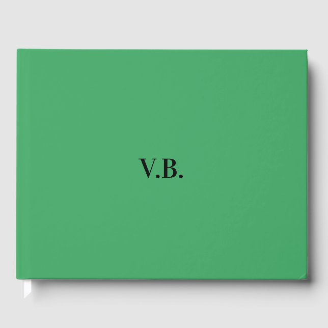 Simple solid colour add name text monogram  guest book (Front)