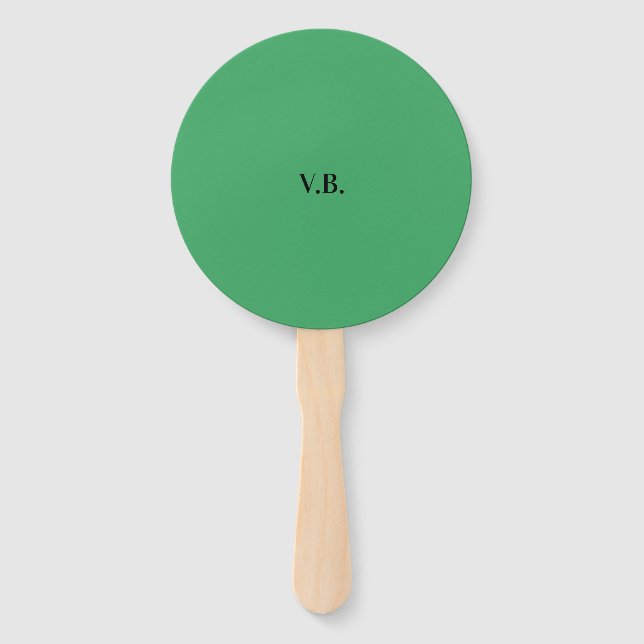 Simple solid colour add name text monogram  hand fan (Front)