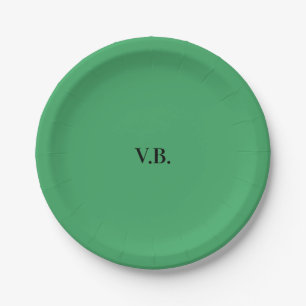 Simple solid colour add name text monogram paper plate