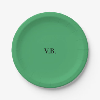 Simple solid colour add name text monogram  paper plate