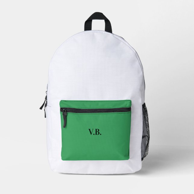 Simple solid colour add name text monogram  printed backpack (Front)