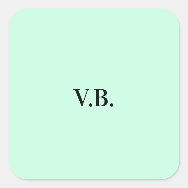 Simple solid colour add name text monogram square sticker (Front)
