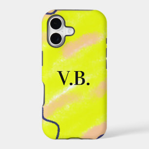 Simple solid colour add name text monogram yellow