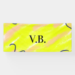Simple solid colour add name text monogram yellow banner