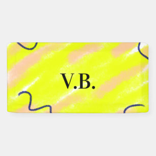 Simple solid colour add name text monogram yellow banner