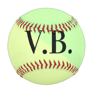 Simple solid colour add name text monogram yellow baseball