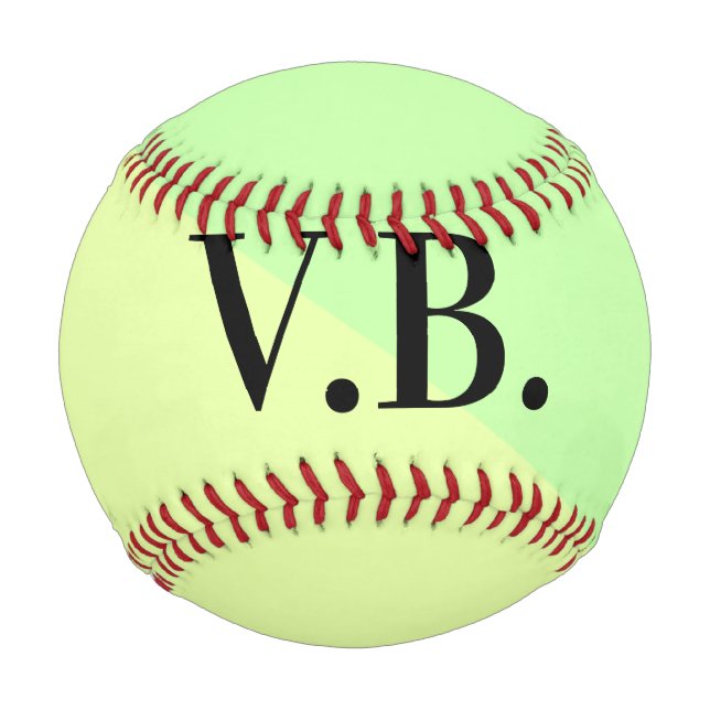 Simple solid colour add name text monogram yellow  baseball (Front)