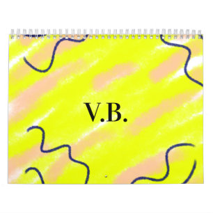 Simple solid colour add name text monogram yellow calendar