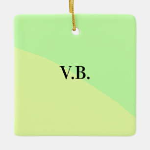 Simple solid colour add name text monogram yellow ceramic ornament