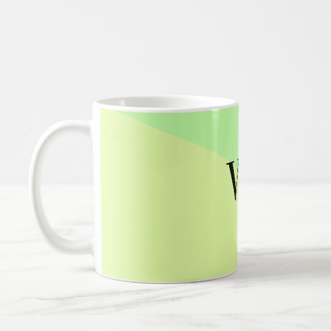 Simple solid colour add name text monogram yellow  coffee mug (Left)