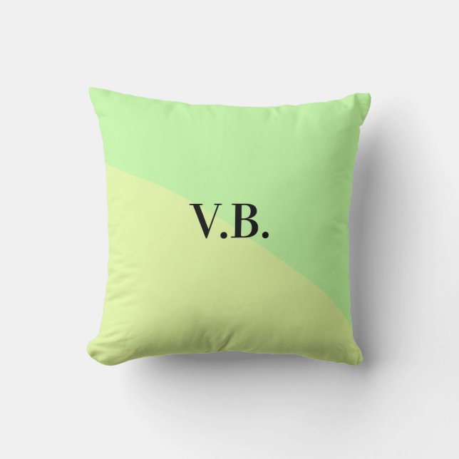 Simple solid colour add name text monogram yellow  cushion (Front)
